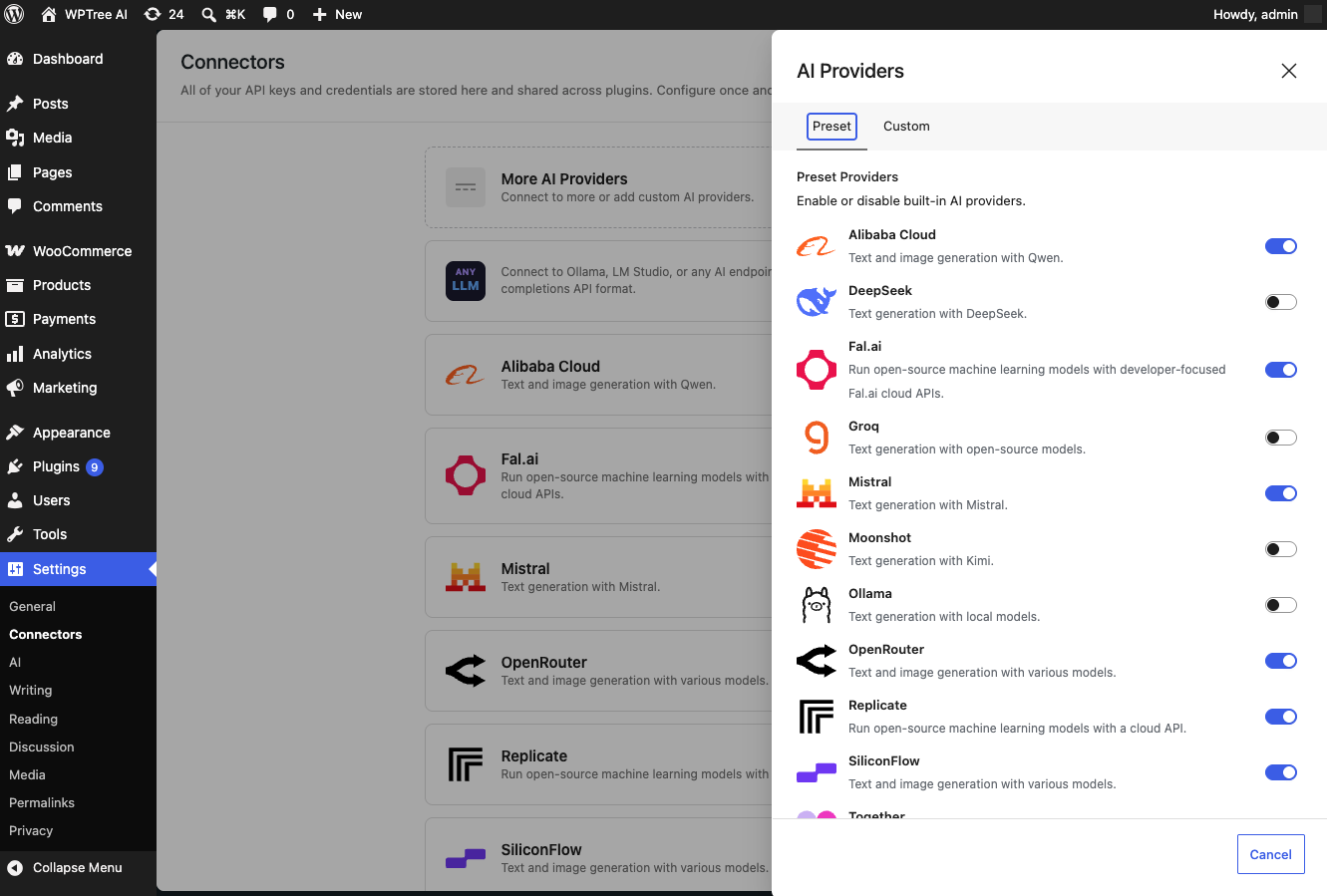 WordPress AI & Multi-LLM Plugin